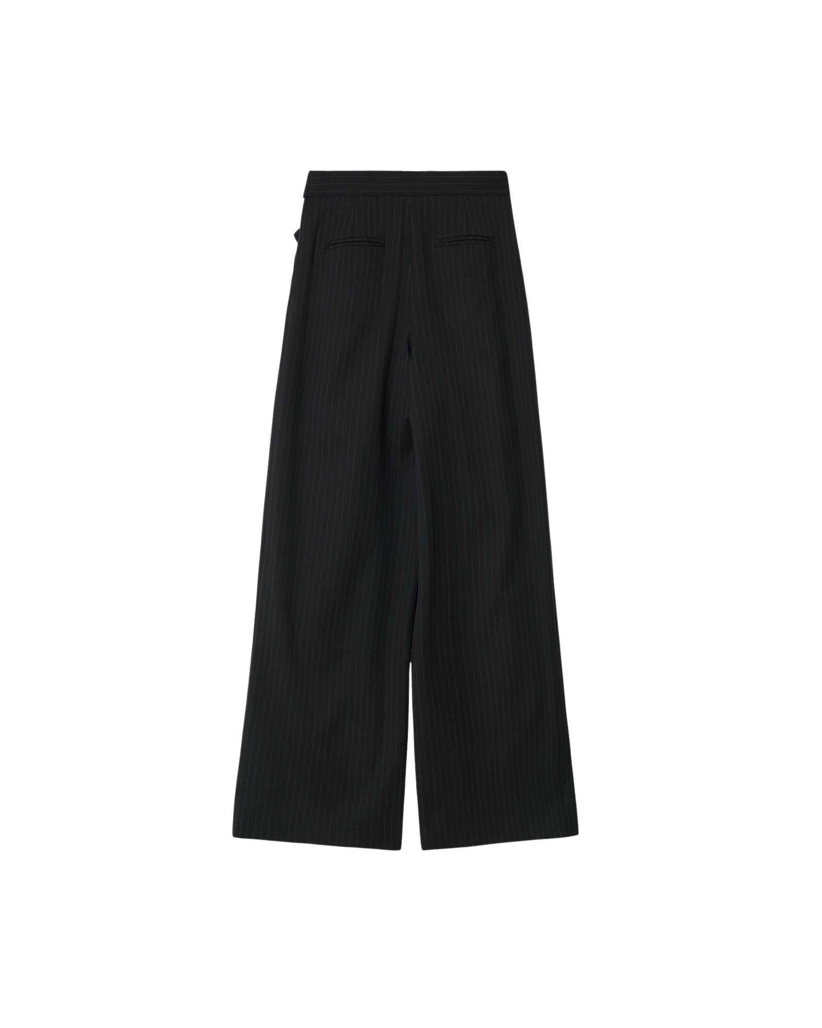 Kimhe Kim - Stripe Wool-Blend Belted Wide Leg Trousers (Black) product image 3 | TRAB K-Fashion Australia