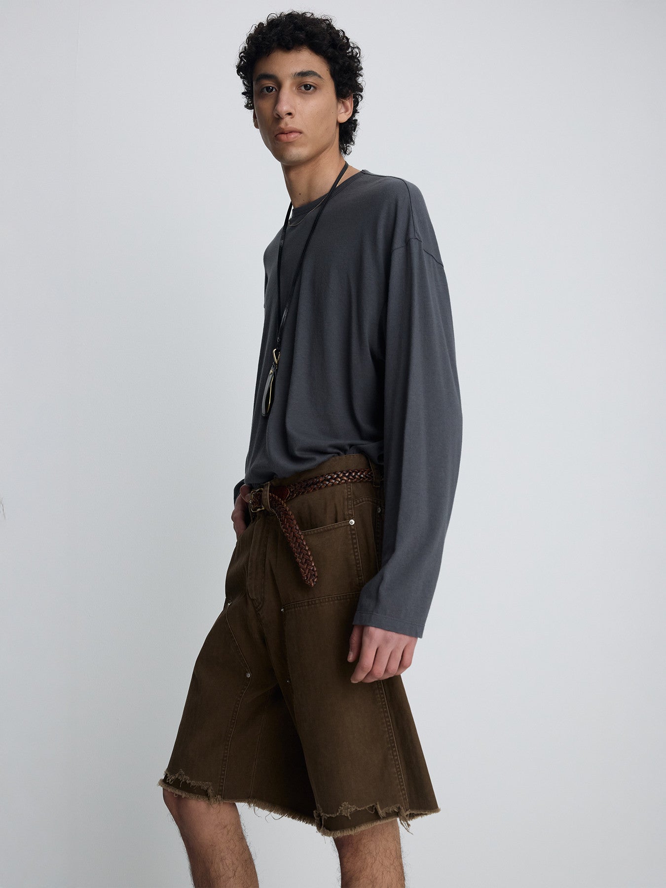 Tonywack - Hand Distressed Hbt Double Knee Shorts (Faded Brown) product image 5 | TRAB K-Fashion Australia
