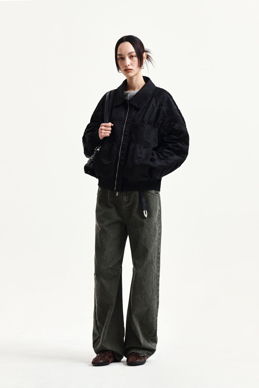 Matin Kim - Small Logo Shirring Jumper (Black) product image 8 | TRAB K-Fashion Australia