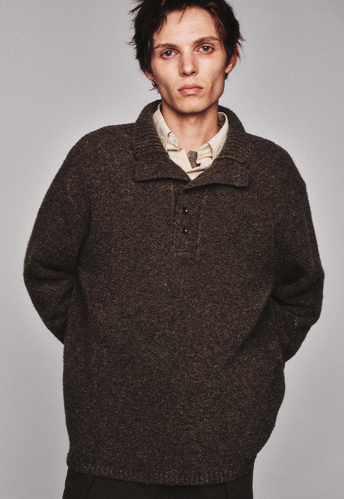 Art if acts - Alpaca Blended Button Down Turtle Neck Knit (Vintage Wood) product image 1 | TRAB K-Fashion Australia