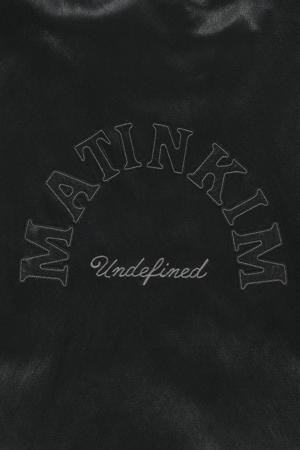 Matin Kim - Faux Leather Applique Logo Hoody Jumper (Black) product image 5 | TRAB K-Fashion Australia