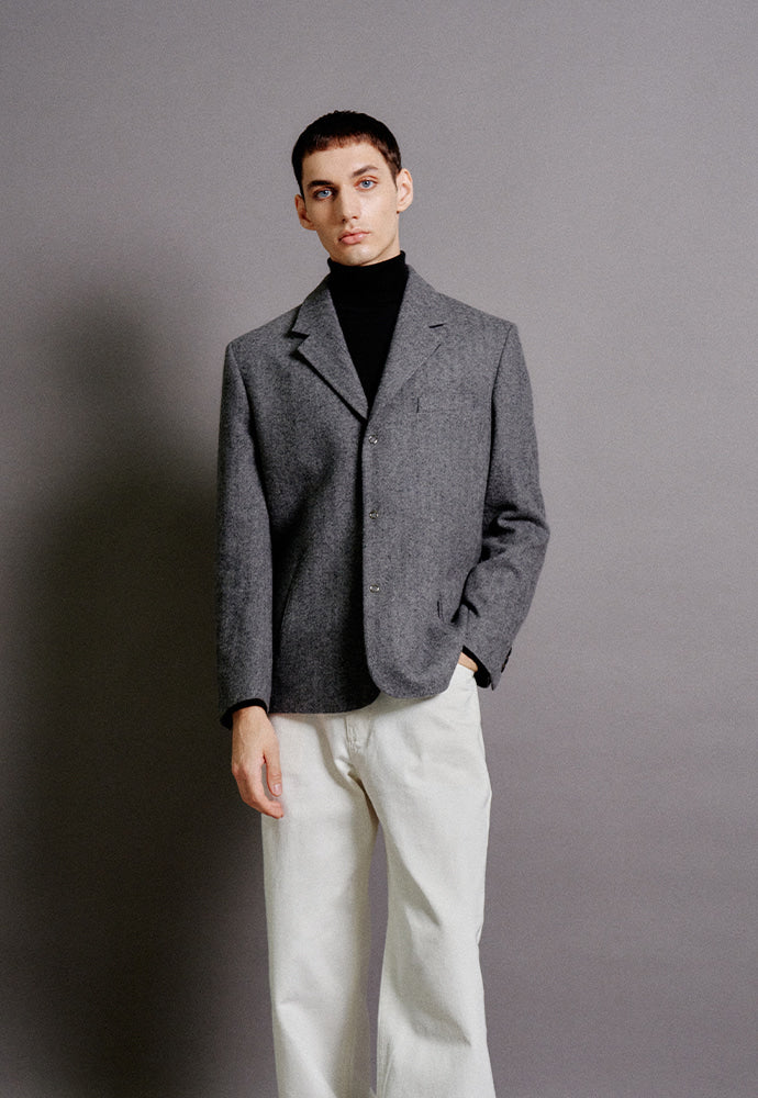 Tonywack - Ring Snap Blazer (Grey Herringbone) product image 5 | TRAB K-Fashion Australia