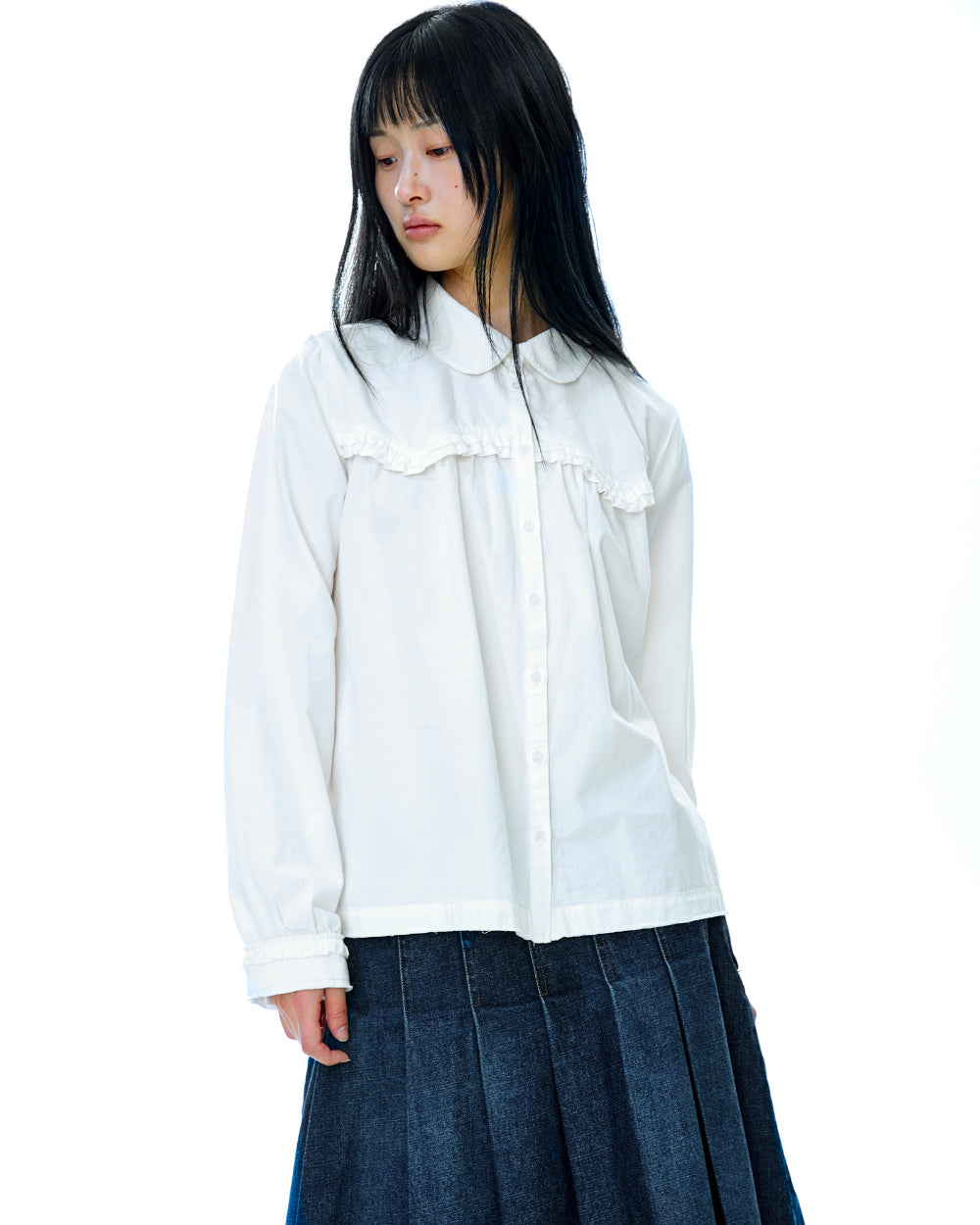 Coyseio - Rough Cut Frill Shirt (Ivory) product image 6 | TRAB K-Fashion Australia
