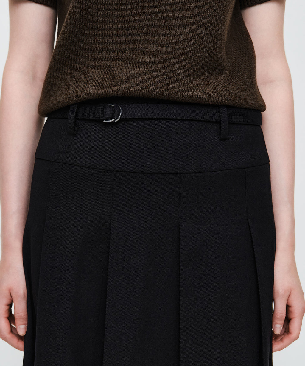 Marithe & Francois Girbaud - Belted Pleats Midi Skirt (Black) product image 2 | TRAB K-Fashion Australia