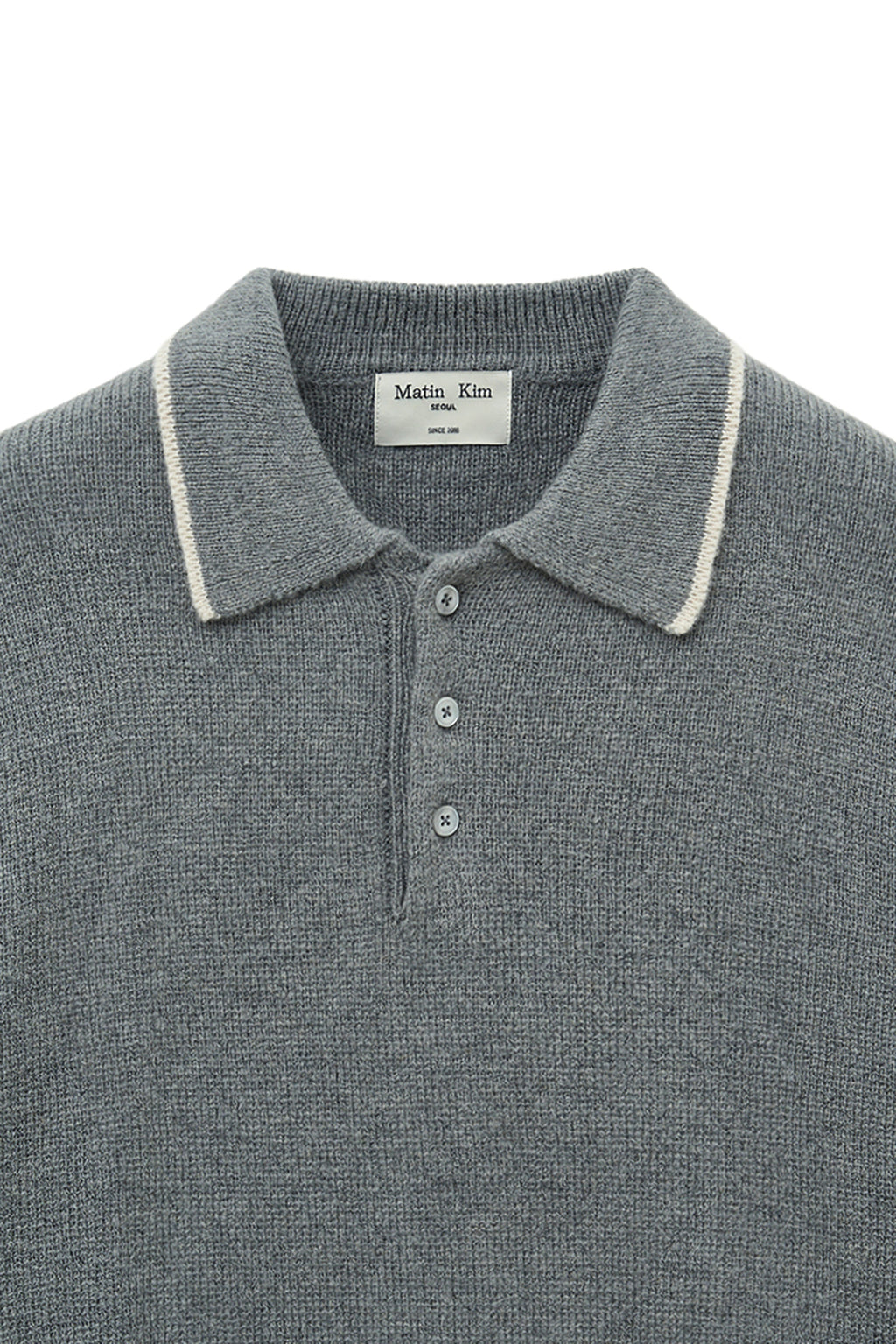 Matin Kim - Back Logo Collar Knit Top (Grey) product image 4 | TRAB K-Fashion Australia