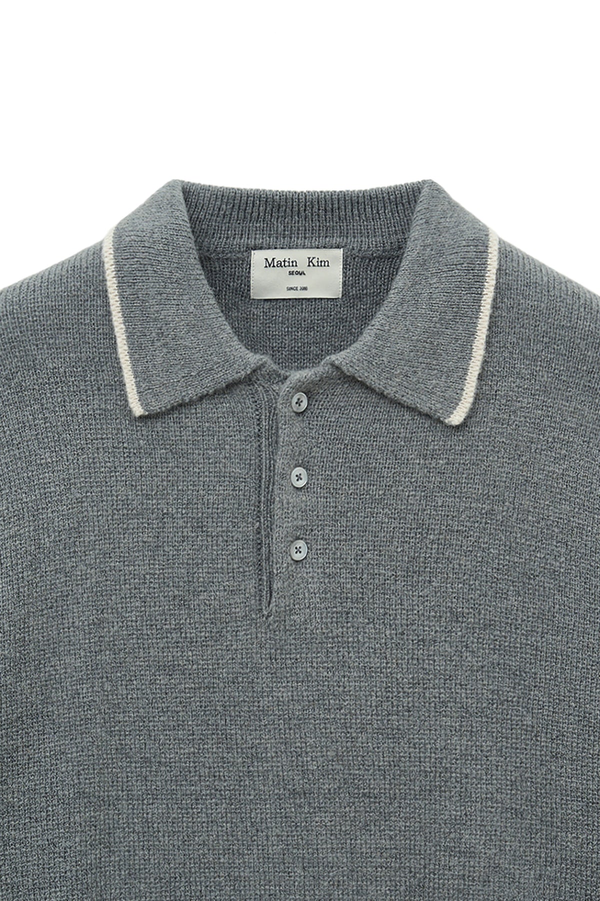 Matin Kim - Back Logo Collar Knit Top (Grey) product image 4 | TRAB K-Fashion Australia