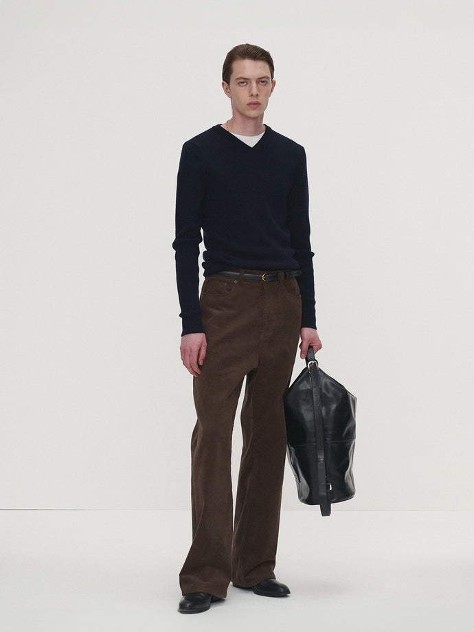 Tonywack - Super Fine Wool Ribbed V-Neck Sweater (Navy) product image 2 | TRAB K-Fashion Australia