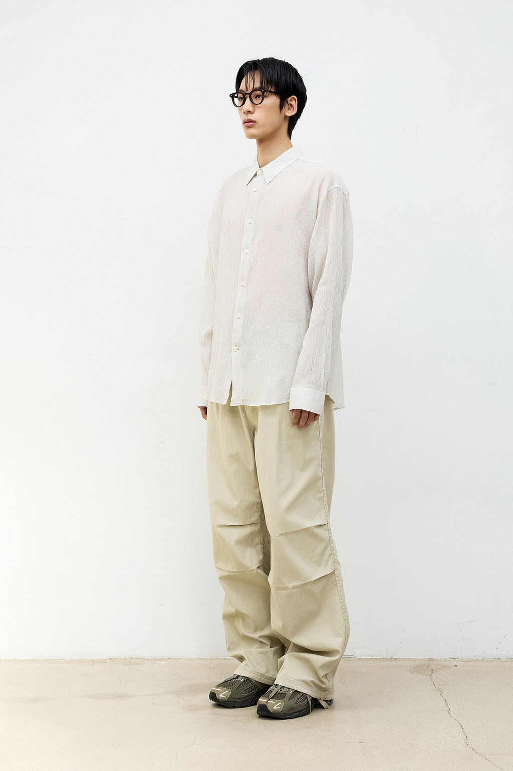 Coor - Stripe See-Through Cotton Shirt (Ivory) product image 3 | TRAB K-Fashion Australia