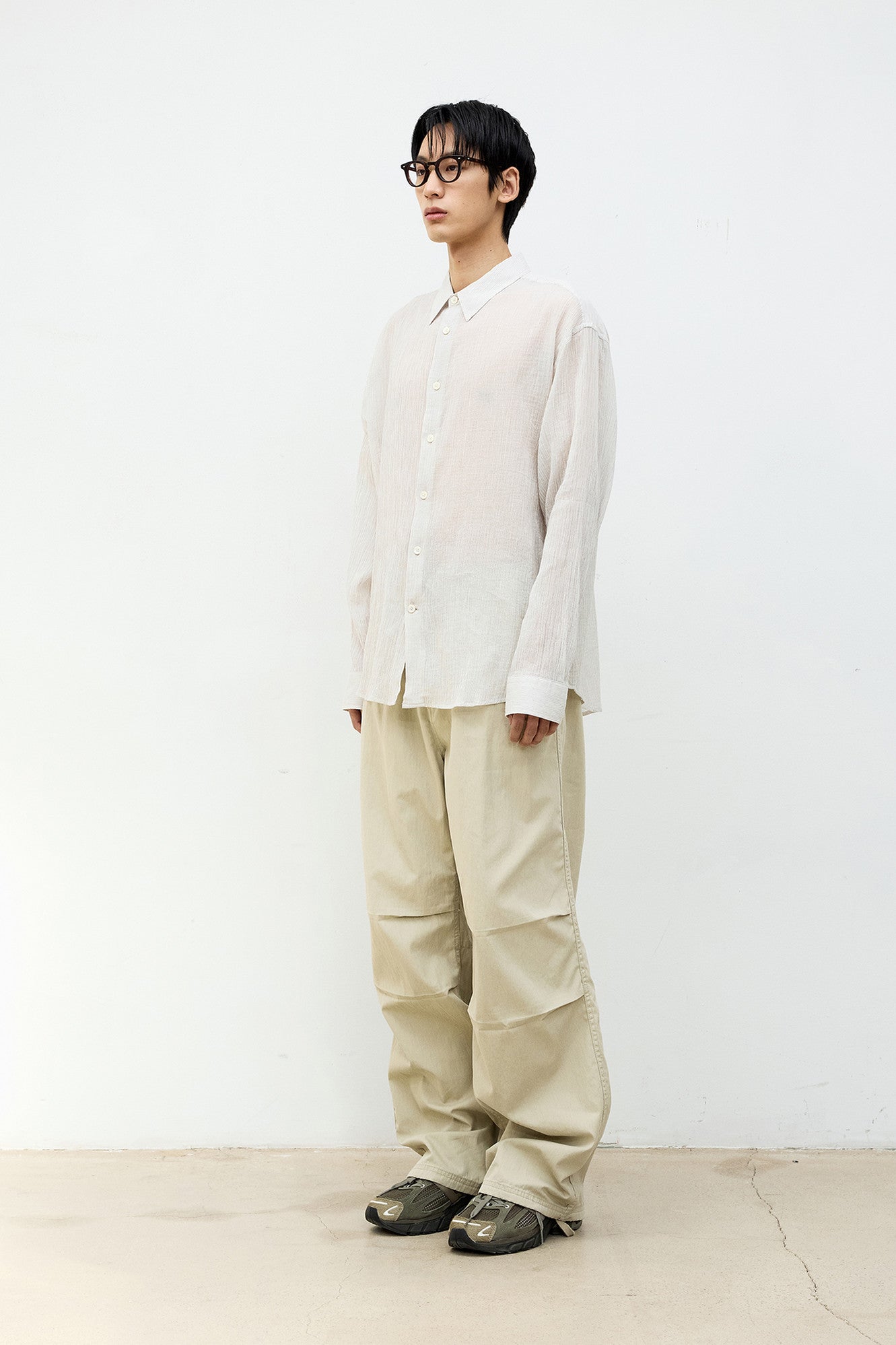 Coor - Stripe See-Through Cotton Shirt (Ivory) product image 3 | TRAB K-Fashion Australia