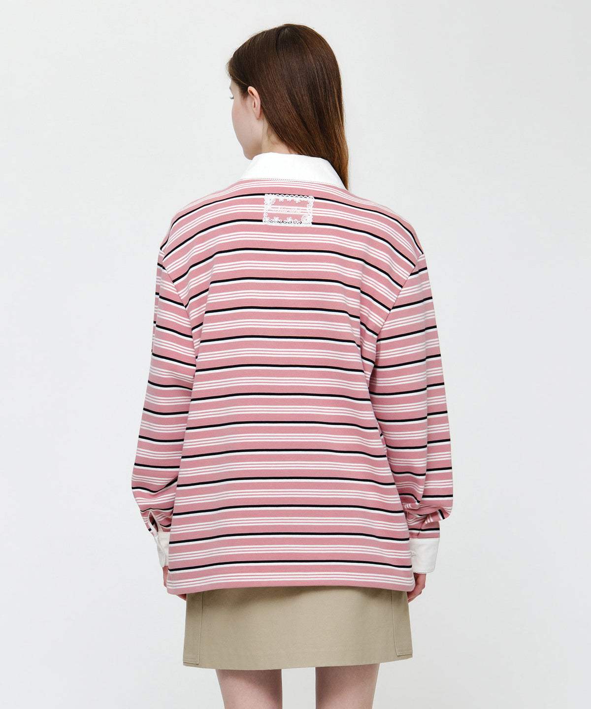 Marithe & Francois Girbaud - Small Classic Logo Lace Collar Sweatshirt (Stripe) product image 3 | TRAB K-Fashion Australia