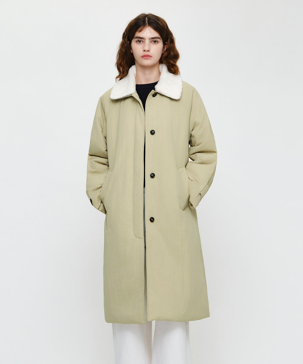 Marithe & Francois Girbaud - Waist Belt Long Padded Jacket (Beige) product image 2 | TRAB K-Fashion Australia