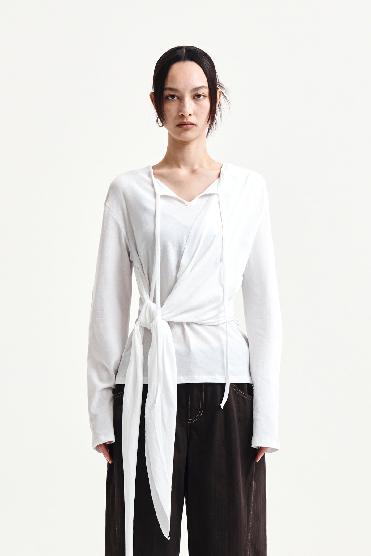 Matin Kim - Tied Drapery Top (White) product image 5 | TRAB K-Fashion Australia