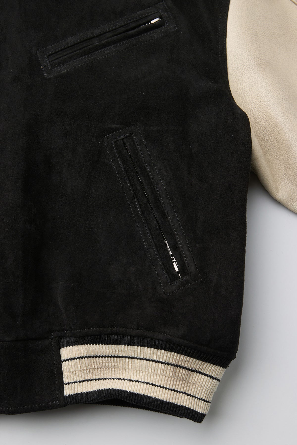 Coor - Mixed Leather Varsity Jumper (Black) product image 7 | TRAB K-Fashion Australia