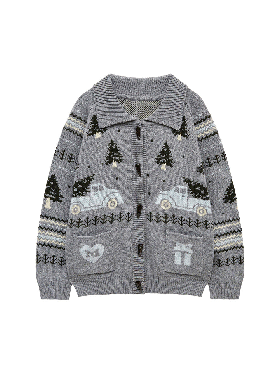 Margarin Fingers - Tree Cowichan Knit Cardigan (Grey) product image 2 | TRAB K-Fashion Australia