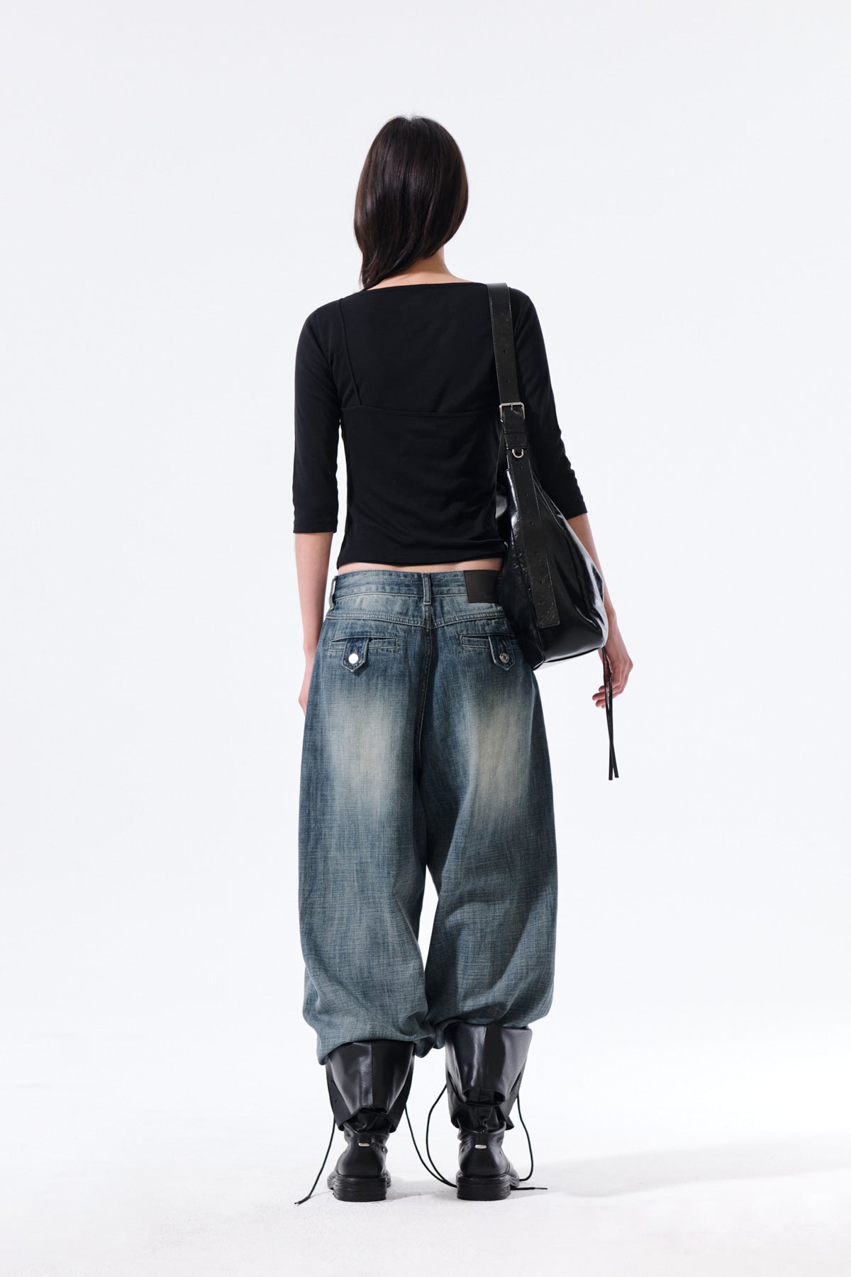 Matin Kim - 3/4 Sleeve Top & Tank Layered Set (Black) product image 9 | TRAB K-Fashion Australia