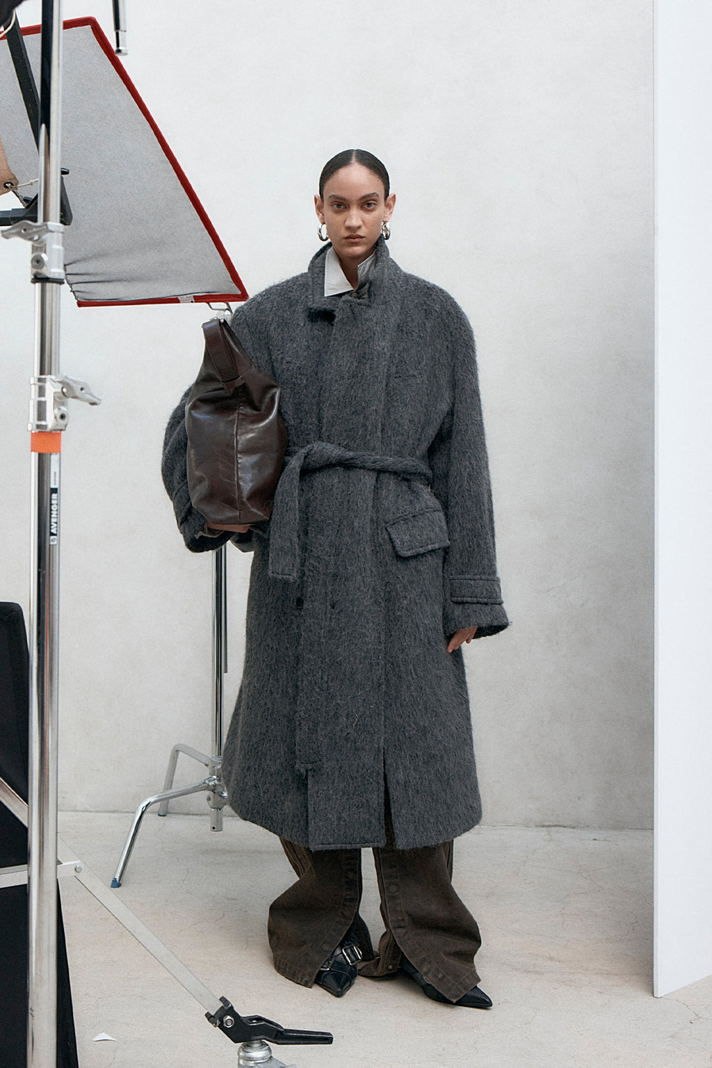 Andersson Bell - Mattia Shaggy Wool Robe Coat (Grey) product image 8 | TRAB K-Fashion Australia