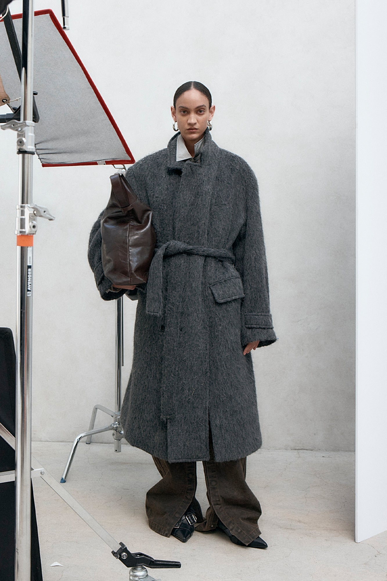 Andersson Bell - Mattia Shaggy Wool Robe Coat (Grey) product image 8 | TRAB K-Fashion Australia
