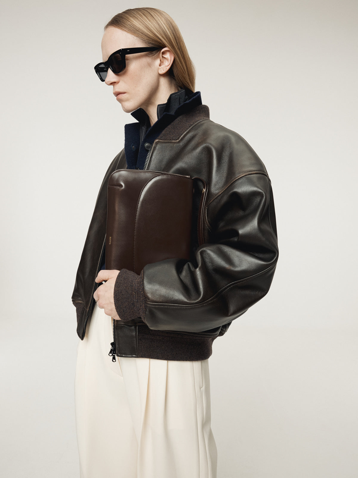 Recto - Vintage Effect Leather Bomber (Vintage Brown) product image 9 | TRAB K-Fashion Australia