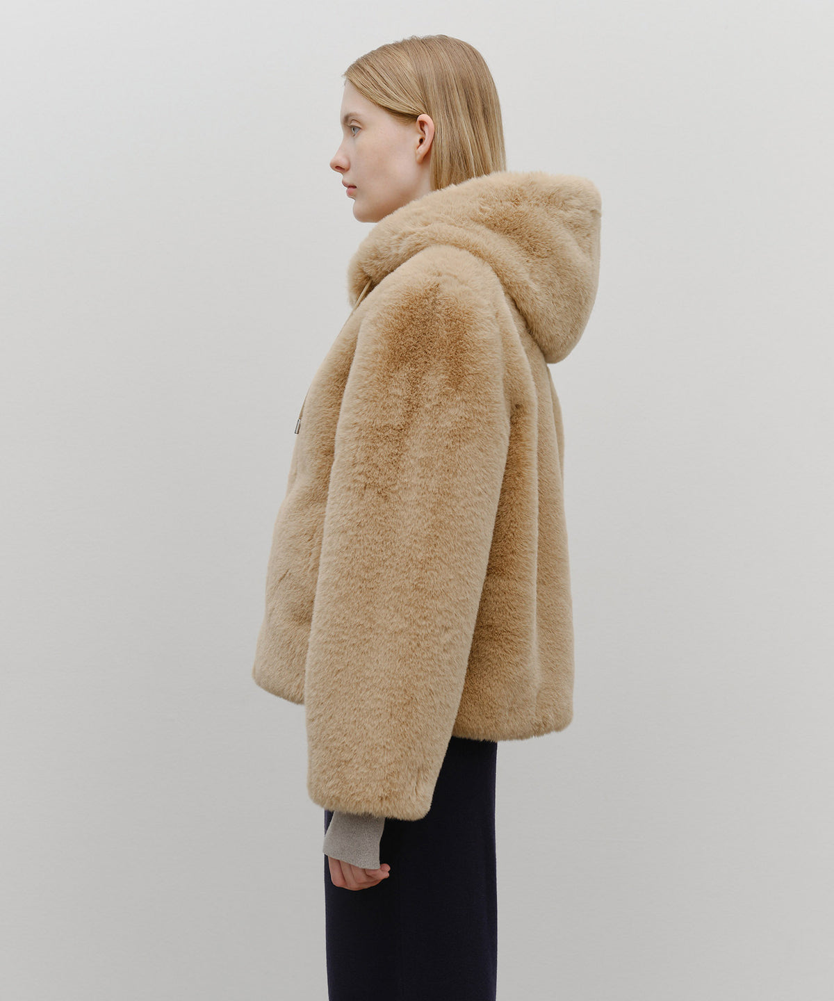 Marithe & Francois Girbaud - Hooded Faux Fur Jacket (Beige) product image 2 | TRAB K-Fashion Australia