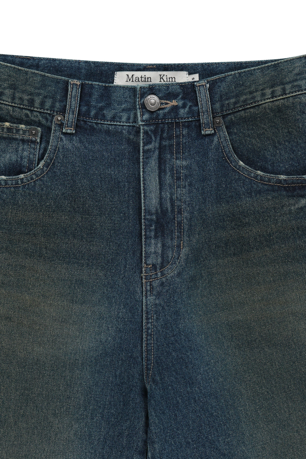 Matin Kim - Carpenter Bermuda Denim Pants (Blue) product image 3 | TRAB K-Fashion Australia