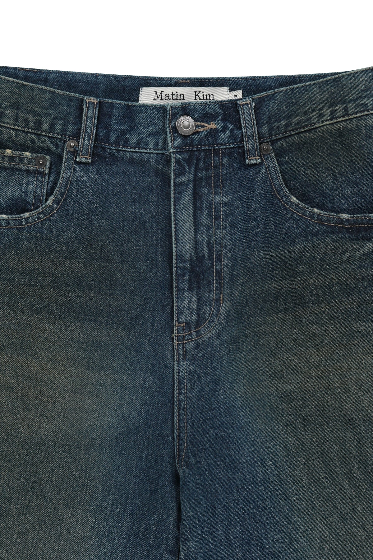 Matin Kim - Carpenter Bermuda Denim Pants (Blue) product image 3 | TRAB K-Fashion Australia