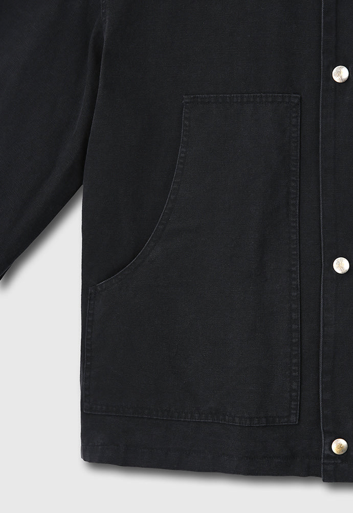 Tonywack - Leather Collar Garment-Washed Chore Jacket (Faded Black) product image 14 | TRAB K-Fashion Australia