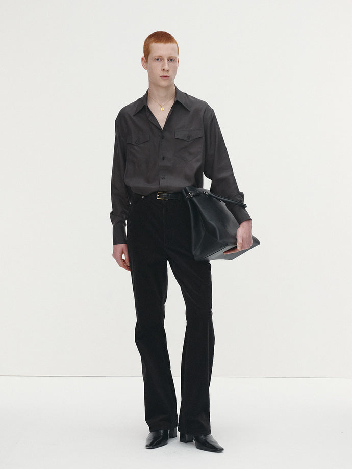 Tonywack - Silk Double Pocket Shirt (Olive Charcoal) product image 2 | TRAB K-Fashion Australia