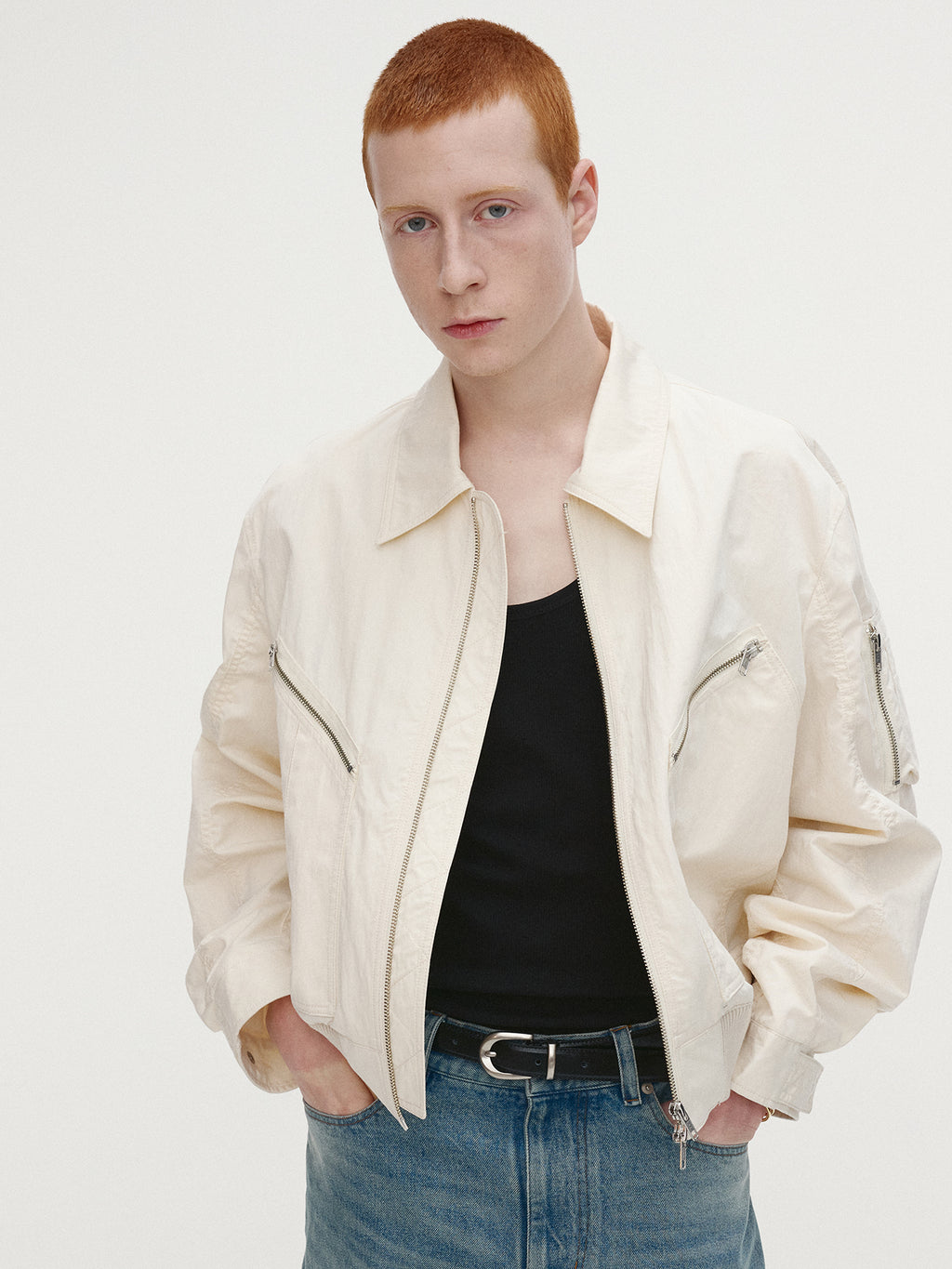 Tonywack - Light Cotton Nylon Bomber Jacket (Ecru) product image 4 | TRAB K-Fashion Australia