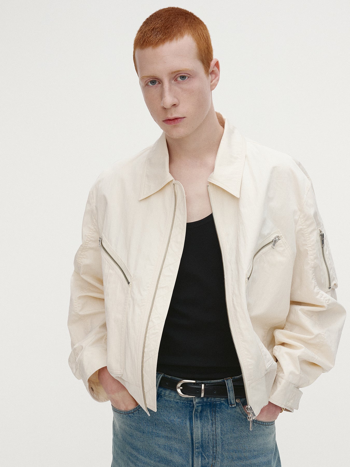 Tonywack - Light Cotton Nylon Bomber Jacket (Ecru) product image 4 | TRAB K-Fashion Australia