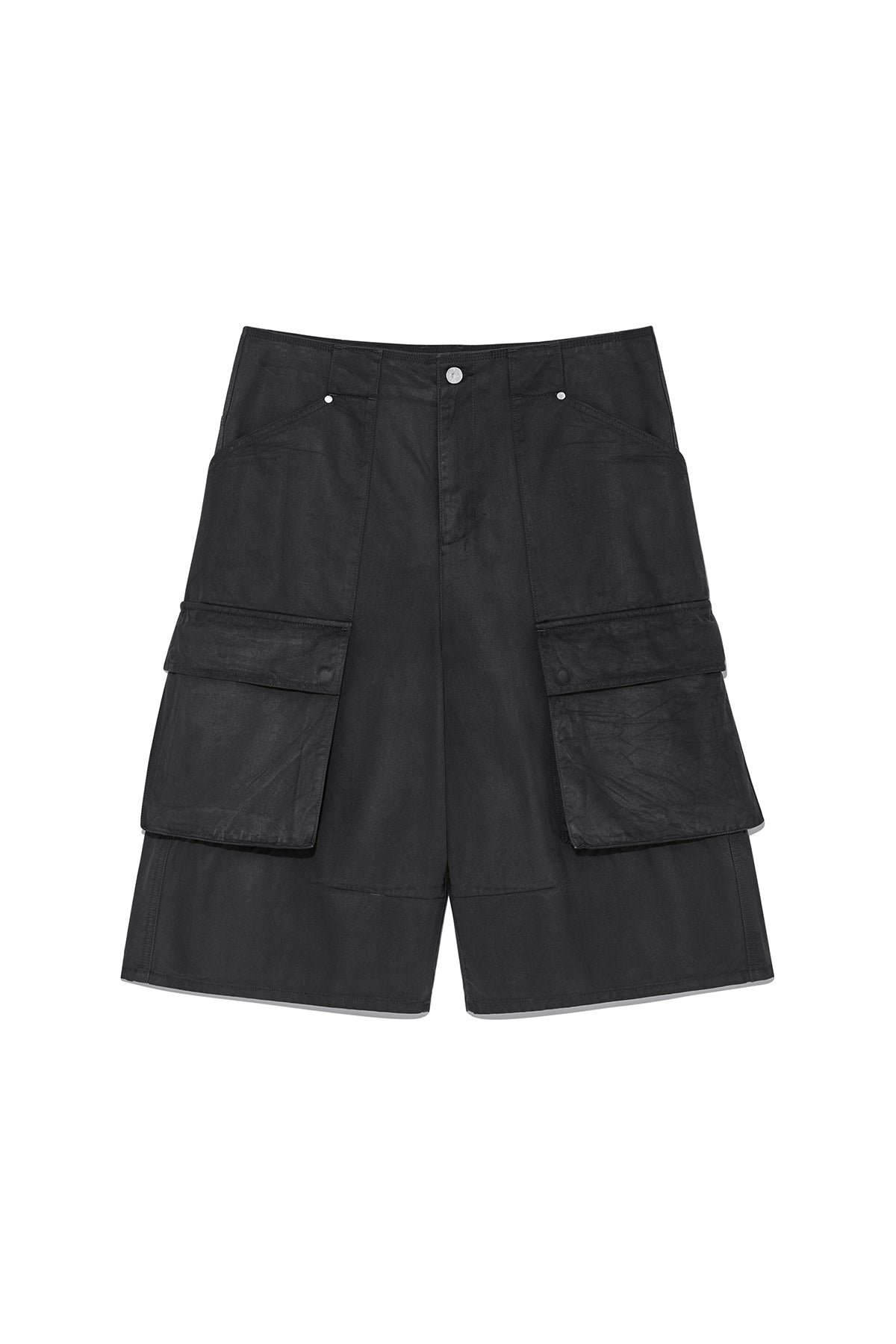 Matin Kim - Coated Cotton Bermuda Pants (Charcoal) product image 1 | TRAB K-Fashion Australia