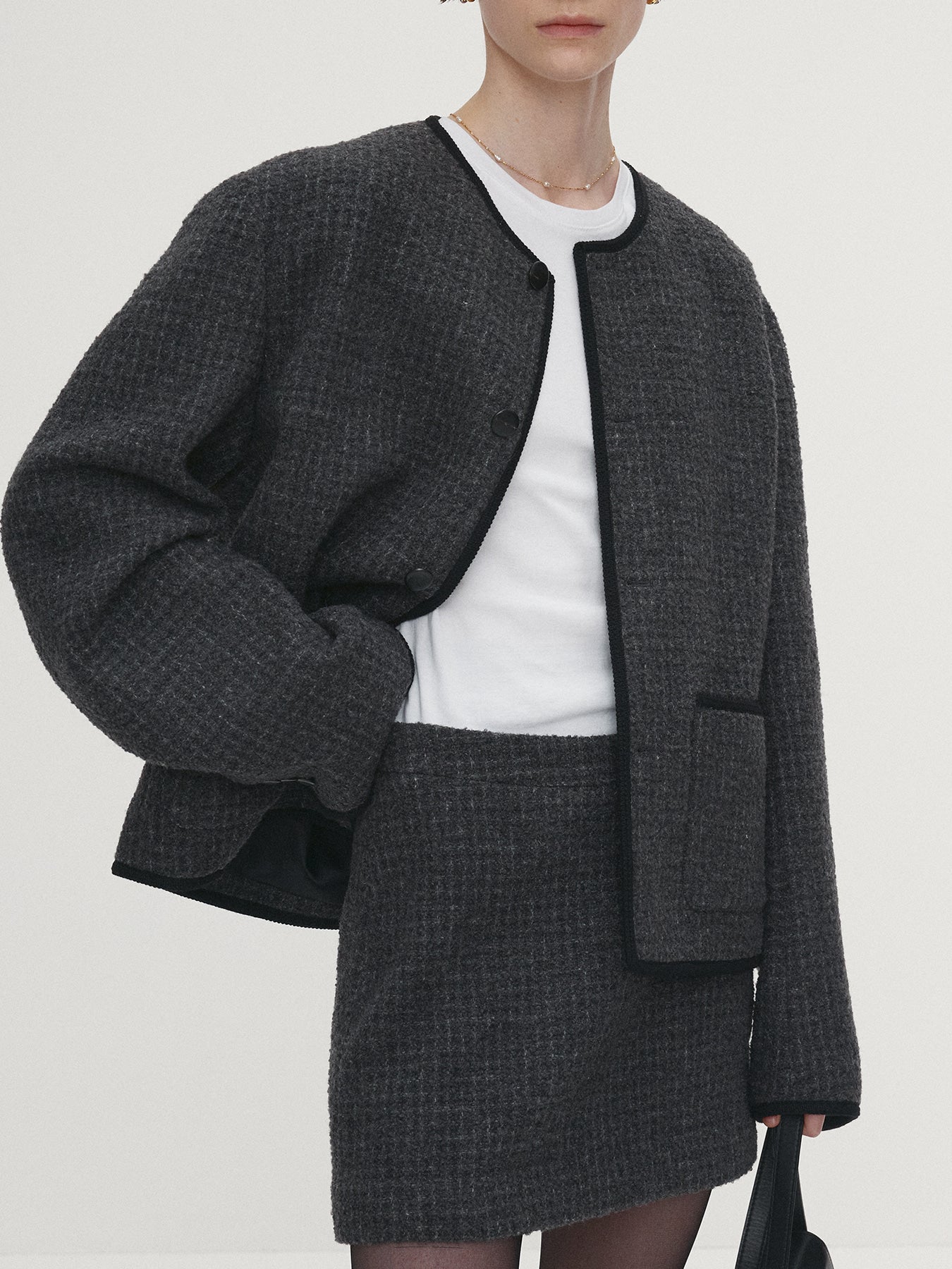 Tonywack - Wool Tweed Mini Skirt (Dark Grey) product image 6 | TRAB K-Fashion Australia