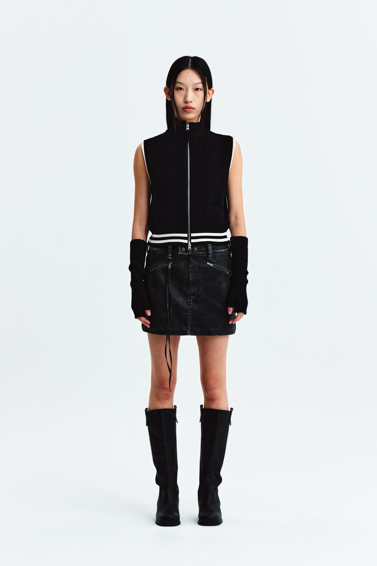 Matin Kim - Spell Point Stripe Knit Vest (Black) product image 6 | TRAB K-Fashion Australia