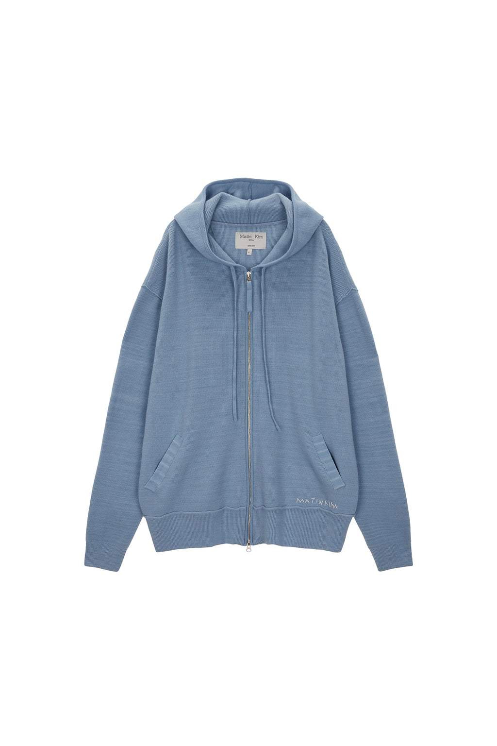 Matin Kim - Ribbed Knit Hoody Zip Up (Sky) product image 1 | TRAB K-Fashion Australia