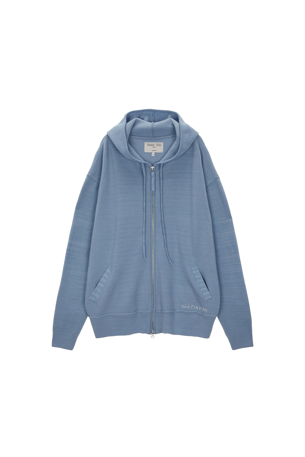 Matin Kim - Ribbed Knit Hoody Zip Up (Sky) product image 1 | TRAB K-Fashion Australia