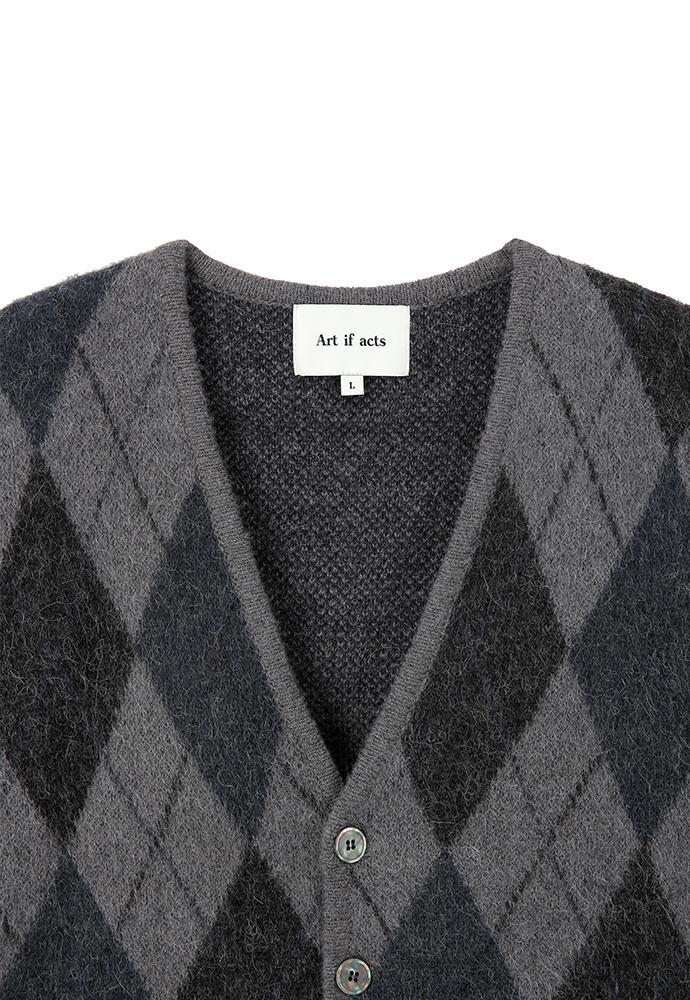 Art if acts - Mohair Argyle Cardigan (Charcoal) product image 8 | TRAB K-Fashion Australia