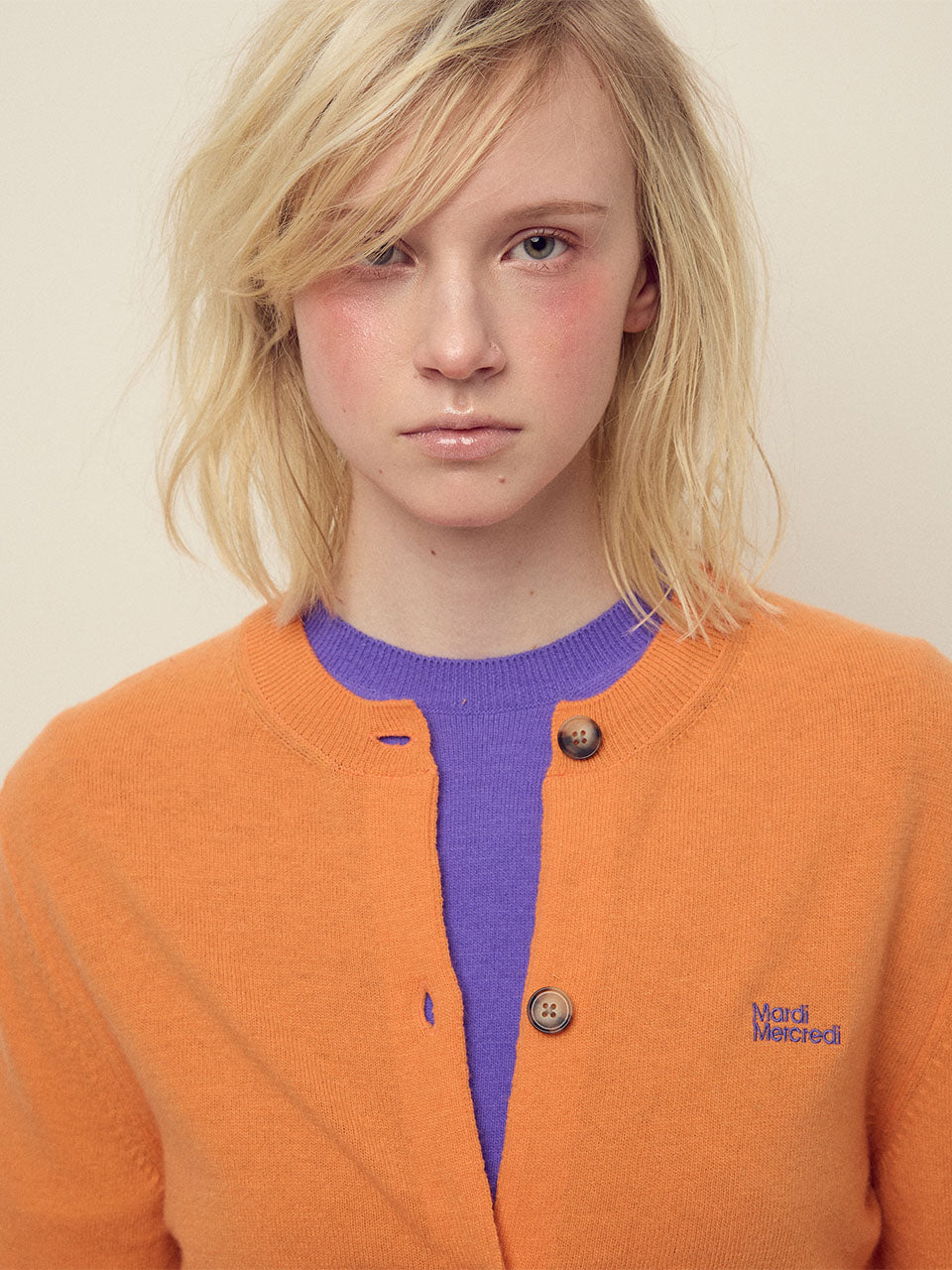 Mardi Mercredi - Cashmere Blended Cardigan Round Neck Essential (Orange) product image 1 | TRAB K-Fashion Australia