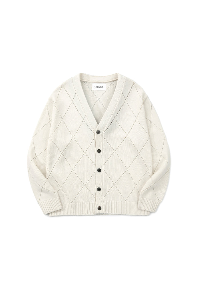 Tonywack - Slashed Argyle Cashmere Cardigan (Ecru) product image 5 | TRAB K-Fashion Australia