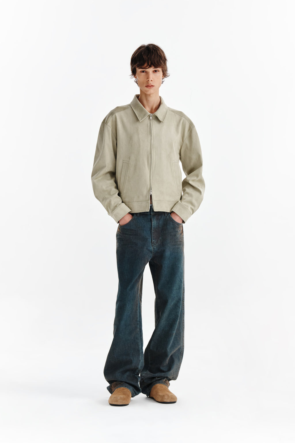 Matin Kim - Vintage Velvet Denim Pants (Blue) product image 8 | TRAB K-Fashion Australia