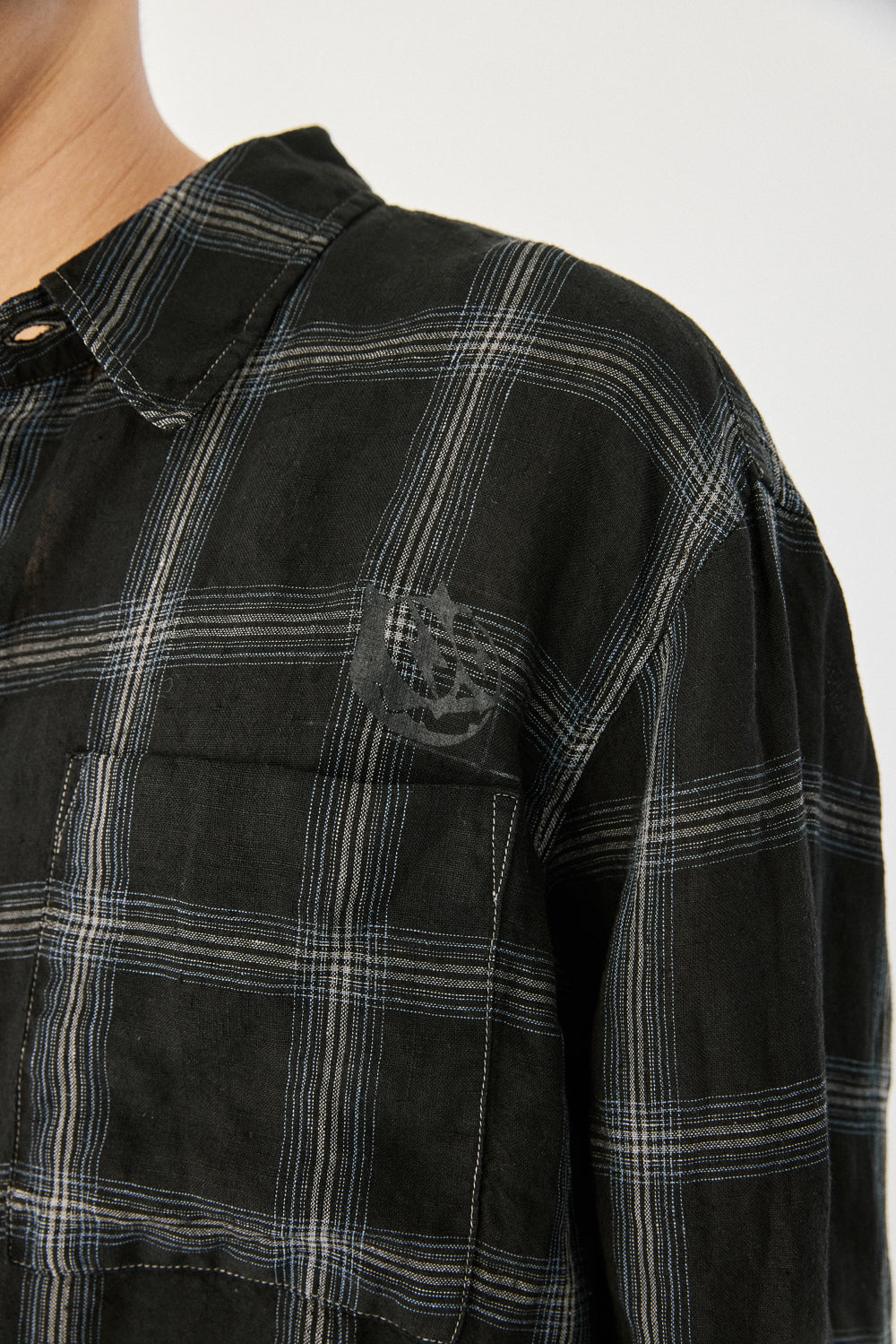 Hatchingroom - Felix Shirt Over Dyed Check Linen (Black) product image 12 | TRAB K-Fashion Australia