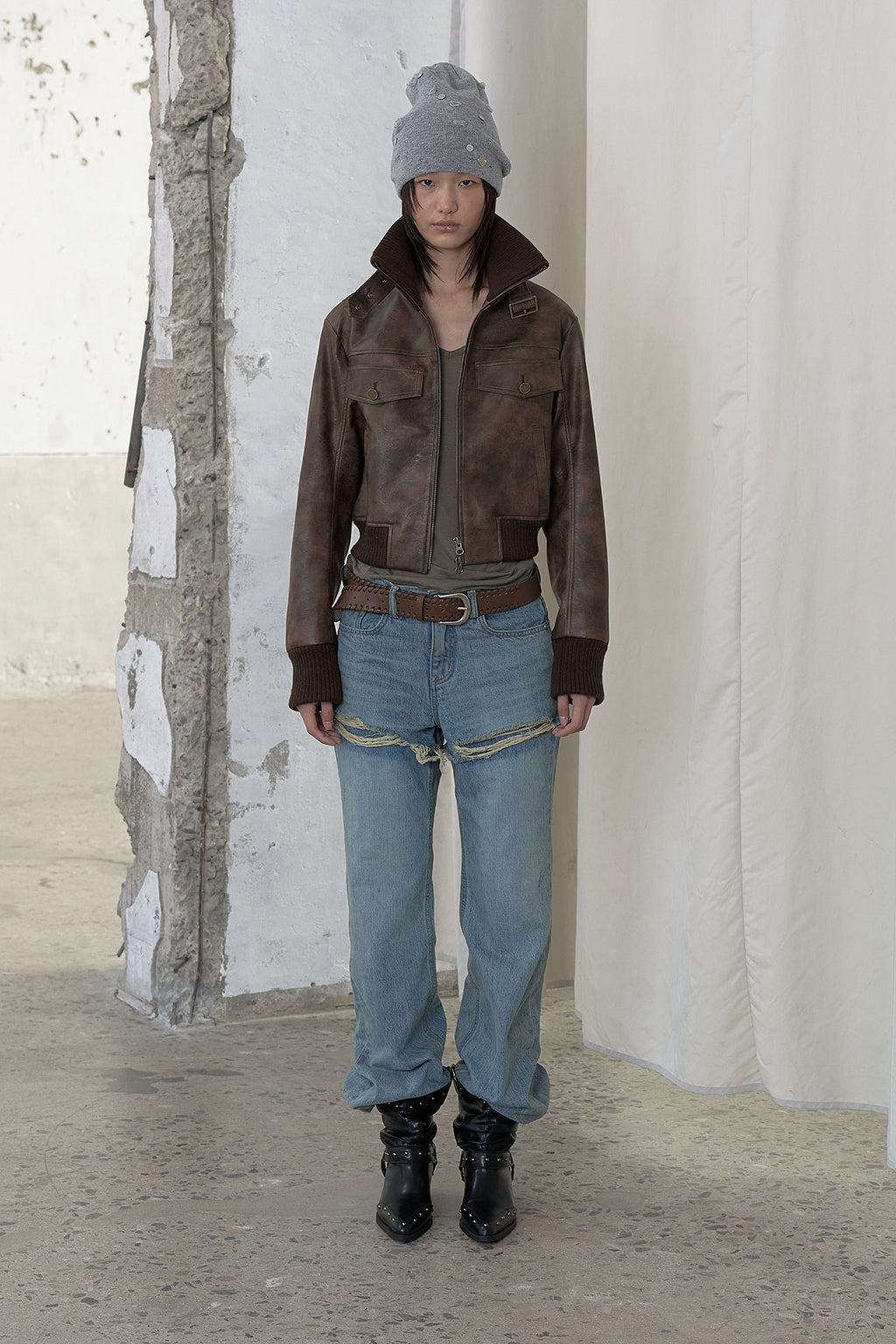 Deinet - Layered Semi Bootscut Denim Pants (Light Blue) product image 1 | TRAB K-Fashion Australia