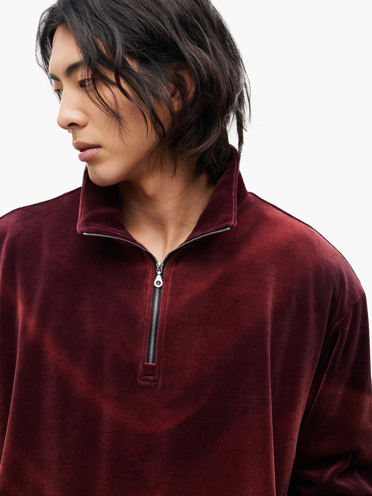 Jiyong Kim - Sun-Bleached Half-Zip Sweatshirt (Burgundy) product image 7 | TRAB K-Fashion Australia