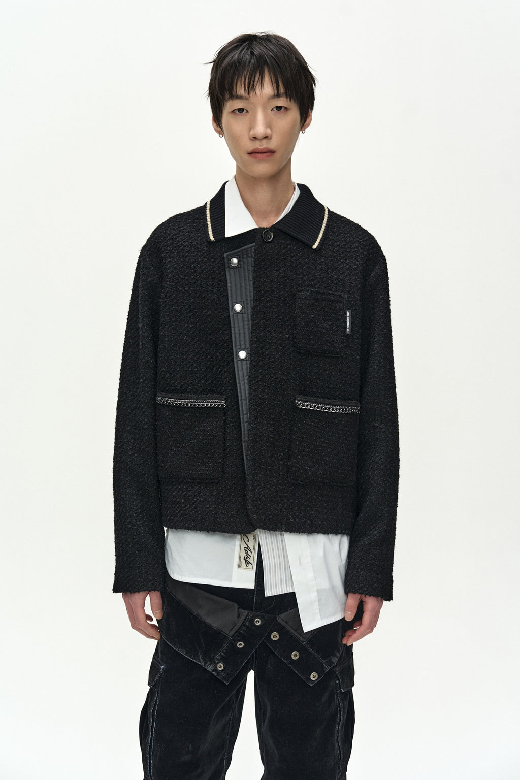 Andersson Bell - Knit Collar Tweed Cardigan (Black) product image 4 | TRAB K-Fashion Australia