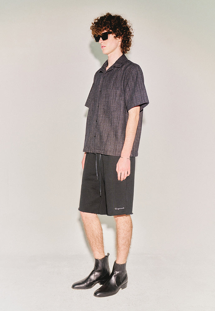 Tonywack - Washed Slub Denim Half Sleeve Shirt (Faded Black) product image 2 | TRAB K-Fashion Australia