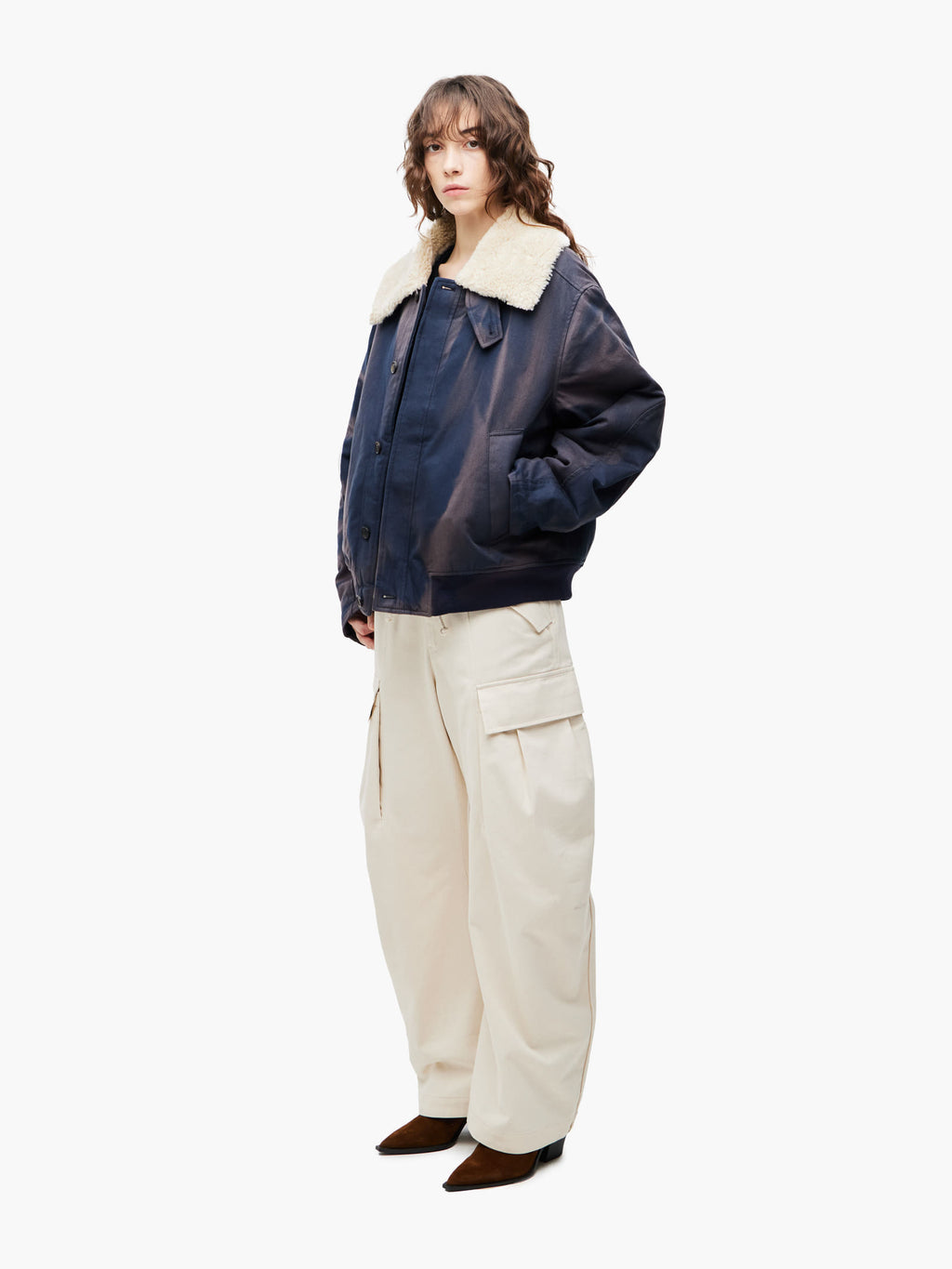 Jiyong Kim - Sun-Bleached Wide Collar Jacket (Navy) product image 3 | TRAB K-Fashion Australia