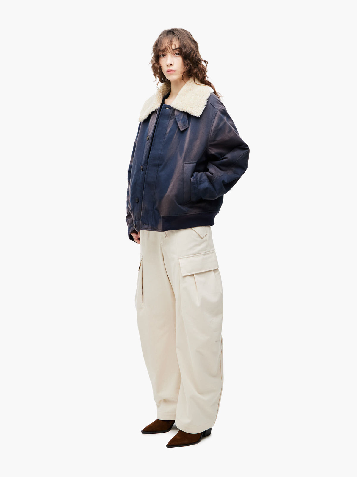 Jiyong Kim - Sun-Bleached Wide Collar Jacket (Navy) product image 3 | TRAB K-Fashion Australia