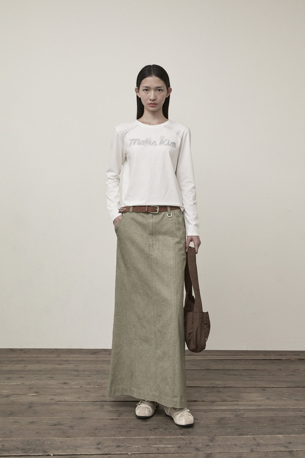 Matin Kim - Washed Mermaid Long Skirt (Light Khaki) product image 8 | TRAB K-Fashion Australia