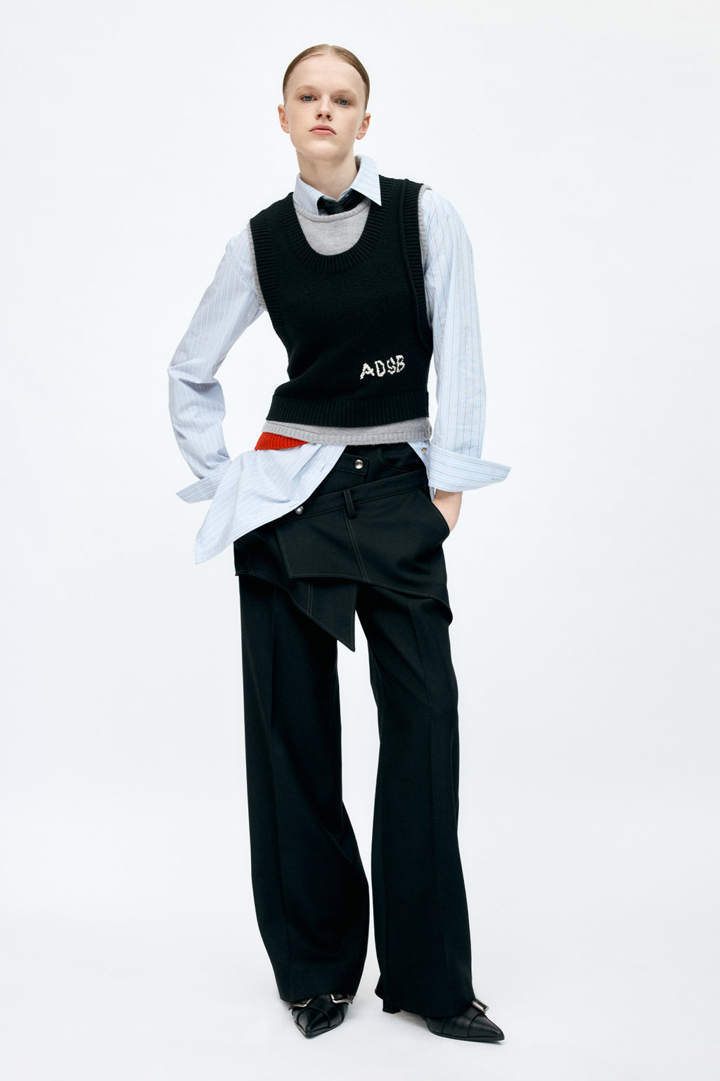 Andersson Bell - Crossover Wrap Tailored Trouser (Black) product image 2 | TRAB K-Fashion Australia