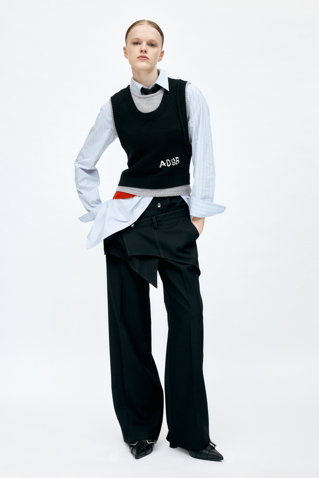 Andersson Bell - Crossover Wrap Tailored Trouser (Black) product image 2 | TRAB K-Fashion Australia
