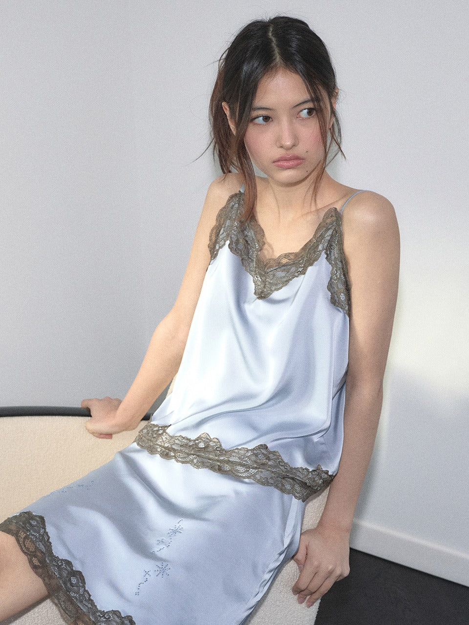 Margarin Fingers - Lace Satin Sleeveless (Light Blue) product image 1 | TRAB K-Fashion Australia
