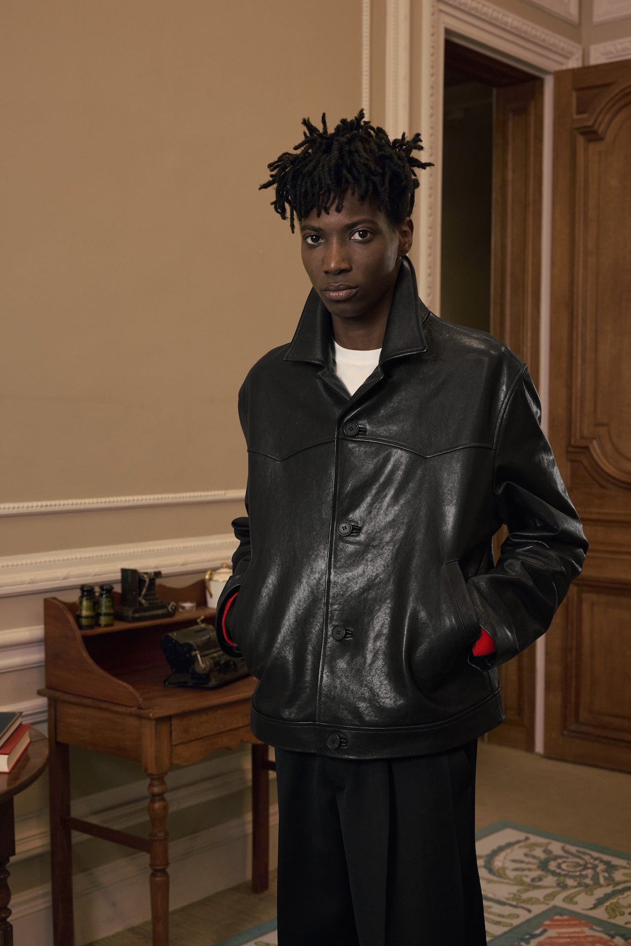 STU - Lambskin Button Leather Jacket (Black) product image 16 | TRAB K-Fashion Australia